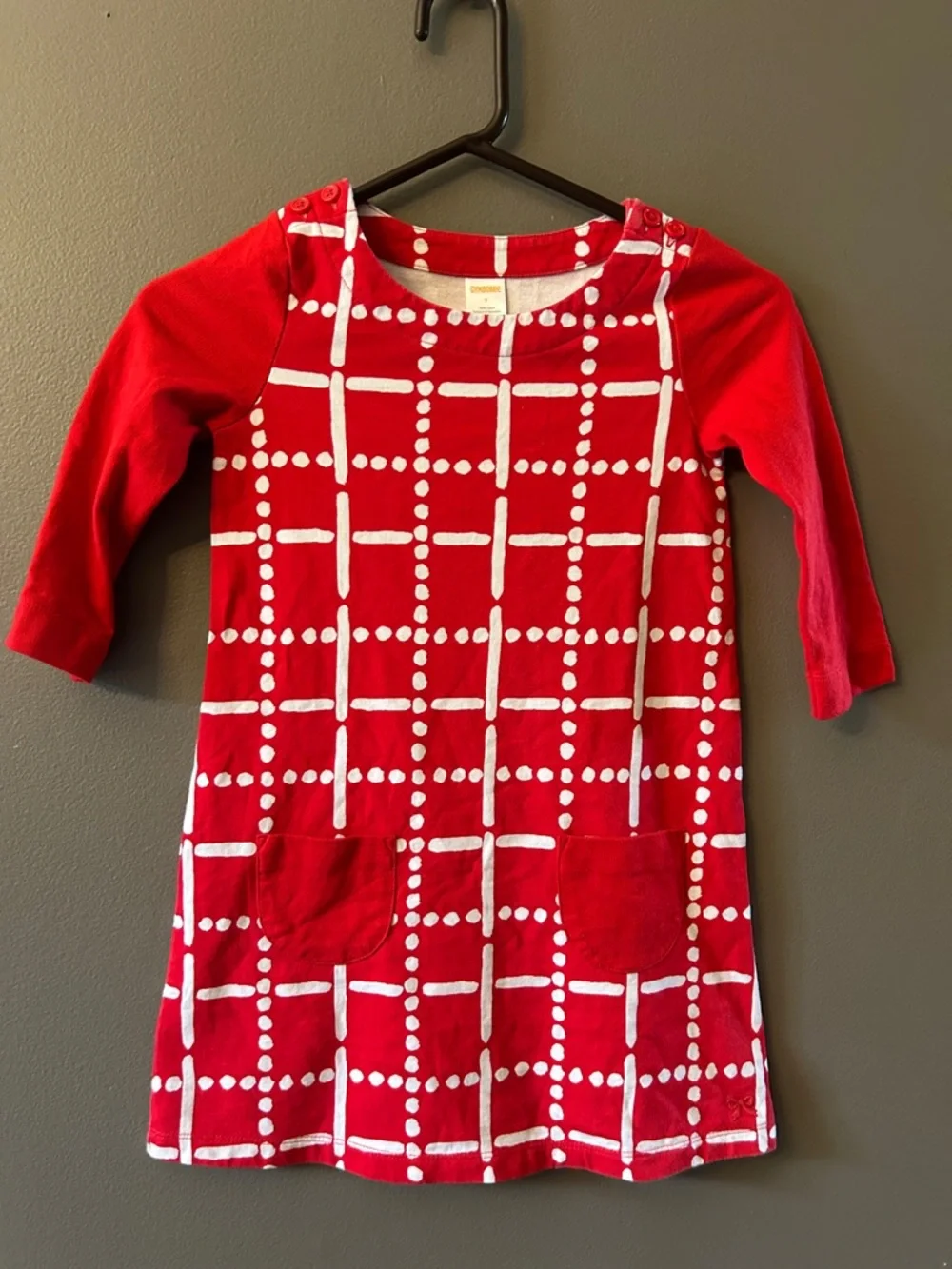 Gymboree girls 3/4 sleeve red / white dress size 7